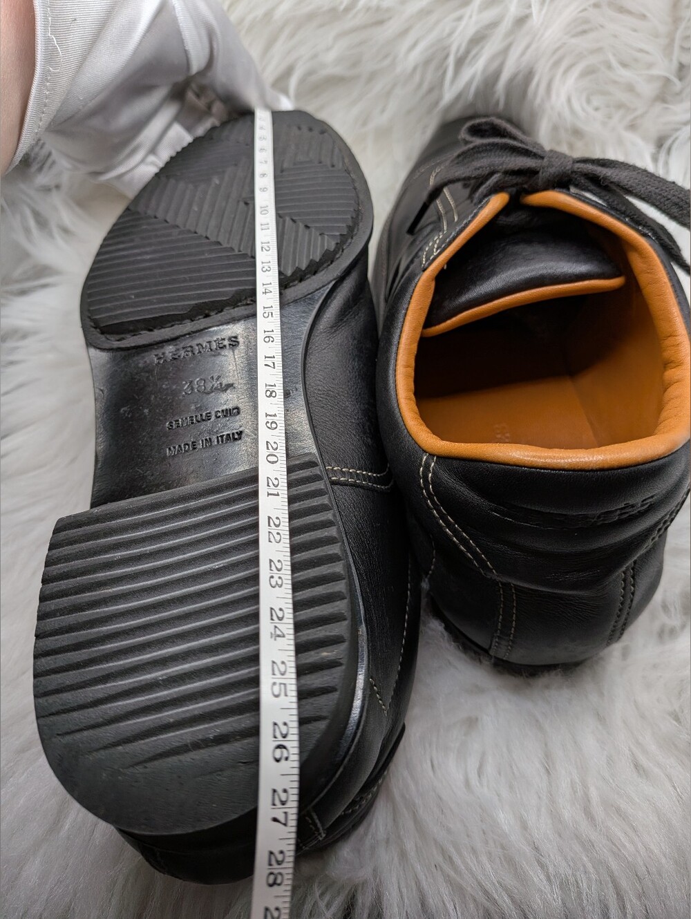Hermès Men's Black Leather Sneakers – EU 38.5 – 5.5-6US Made in Italy - Picture 10 of 11